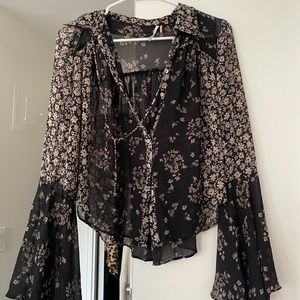Free People Chiffon Button Down Sz Small